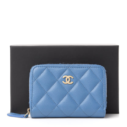 Chanel Caviar Quilted Zip Coin Purse Blue 11 of 11