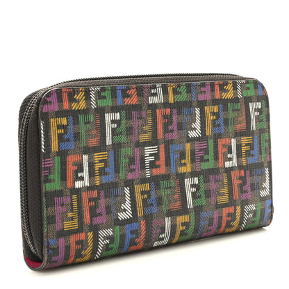 Fendi Zucchino Spalmati FF Multicolor Zip Around Wallet Black Multicolor 3 of 9
