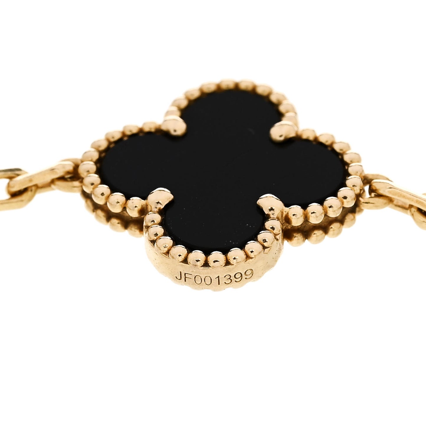 18K Yellow Gold Black Onyx 5 Motifs Vintage Alhambra Bracelet