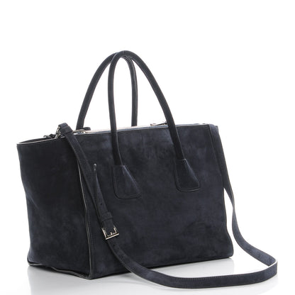 Prada Suede Scamosciato Twin Pocket Tote Blue 4 of 8