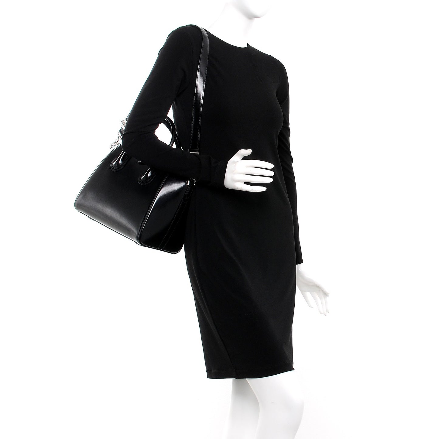 Shiny Lord Calfskin Small Antigona Black