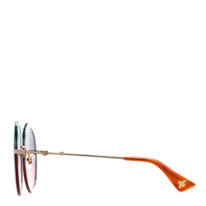 Gucci Round Sunglasses GG0061S Gold Green Red 3 of 7