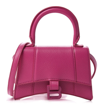 Balenciaga Grained Calfskin Tonal B Hourglass Top Handle Bag Mini Fuchsia 1 of 10