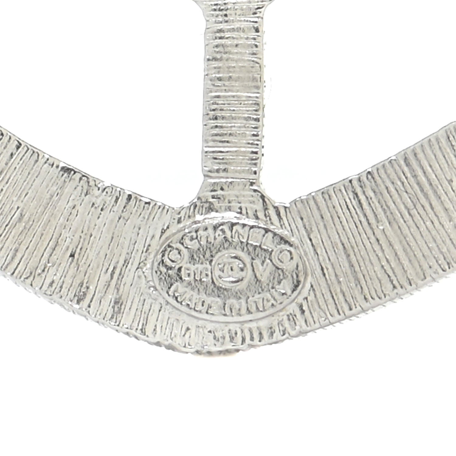Chanel Swarovski Baguette Crystal CC Shield Brooch Silver 5 of 6