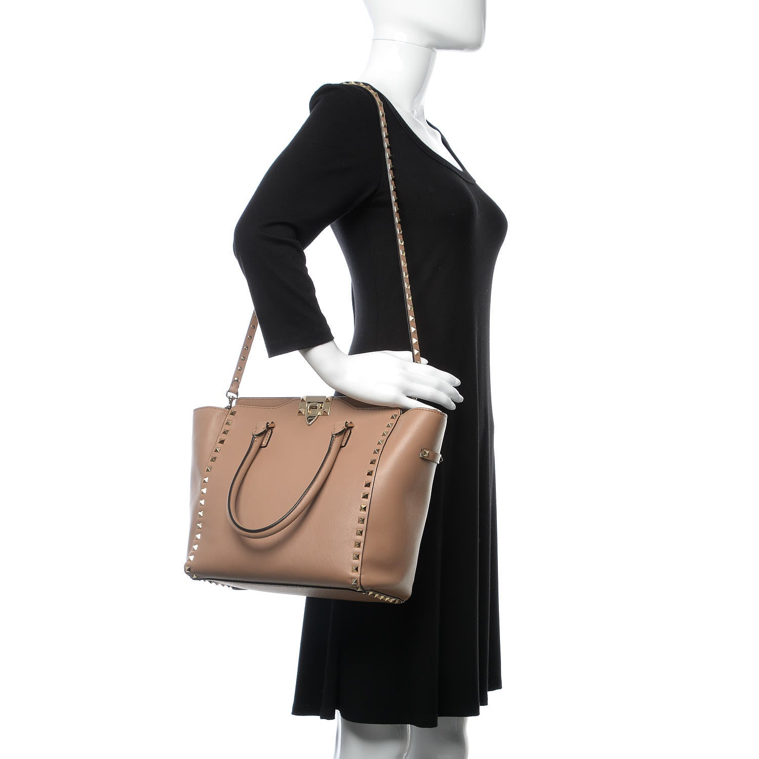 Valentino Garavani Vitello Rockstud Double Handle Tote Alpaca 2 of 13