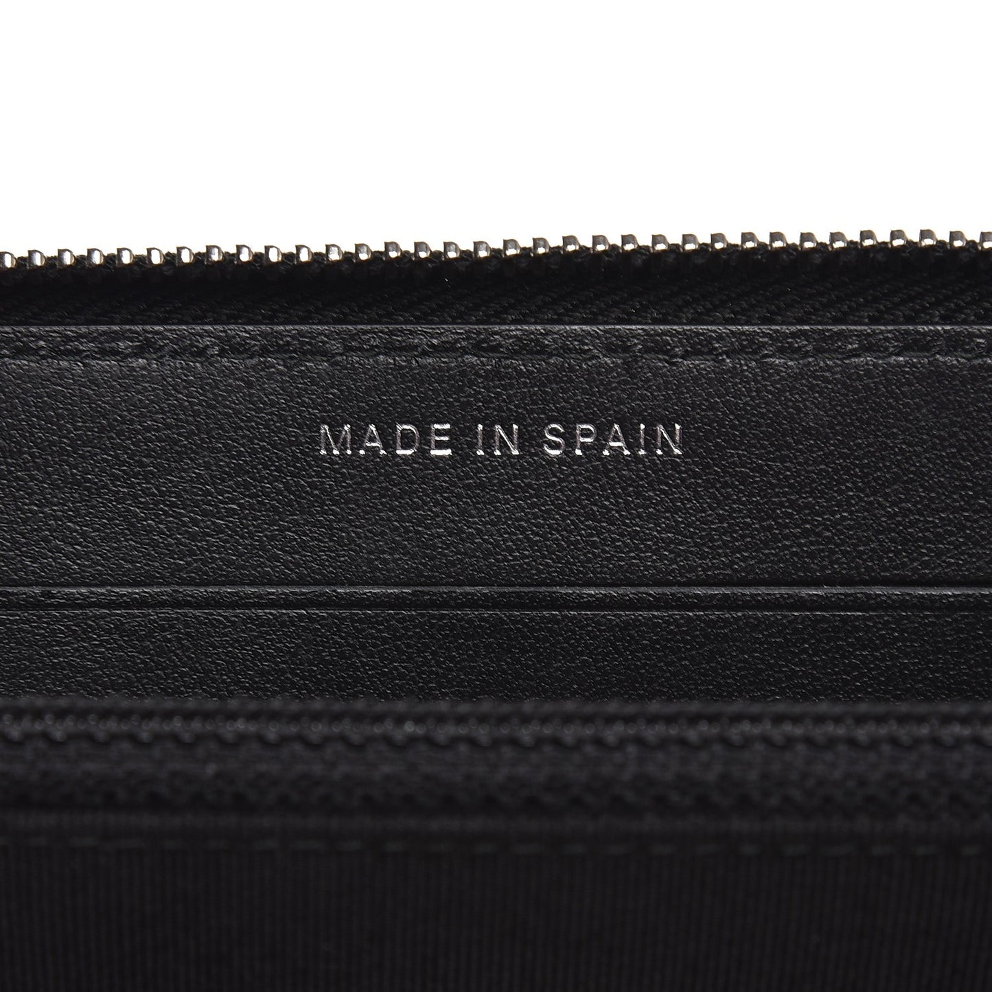 Metallic Caviar Quilted Small Zip Around Wallet Black