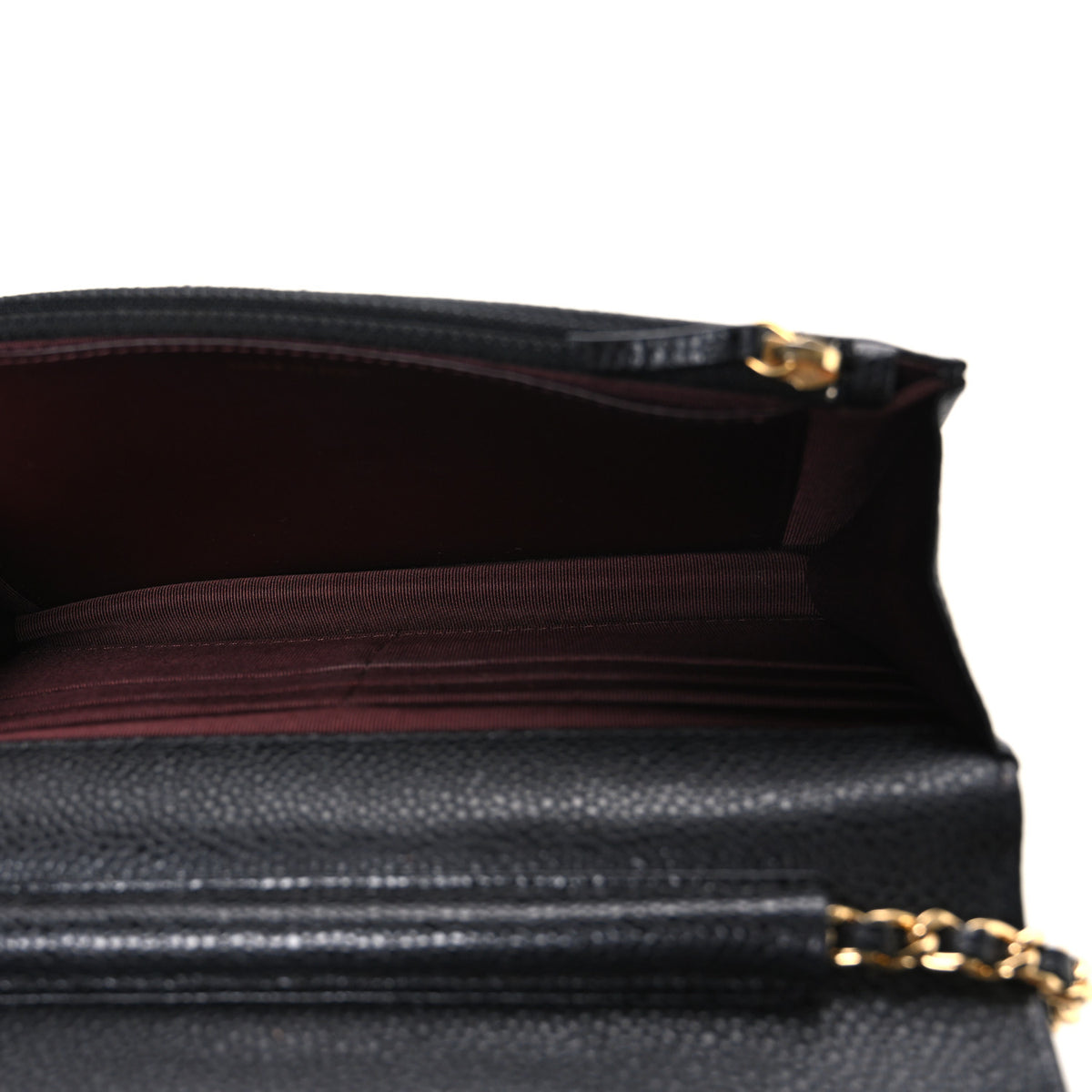 Caviar Quilted Wallet on Chain WOC Black