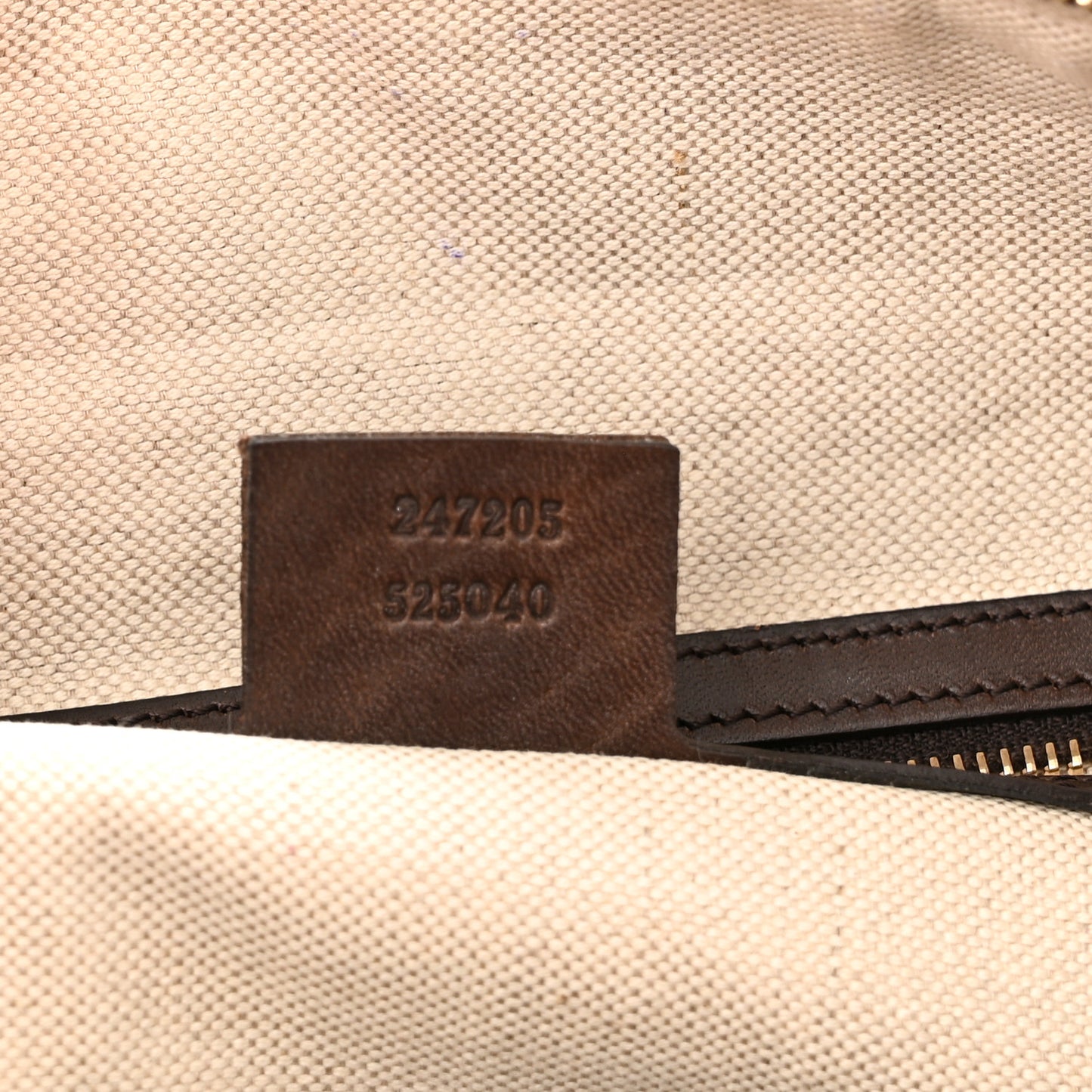 Monogram Selleria Calfskin Vintage Web Medium Boston Beige Ebony Cocoa