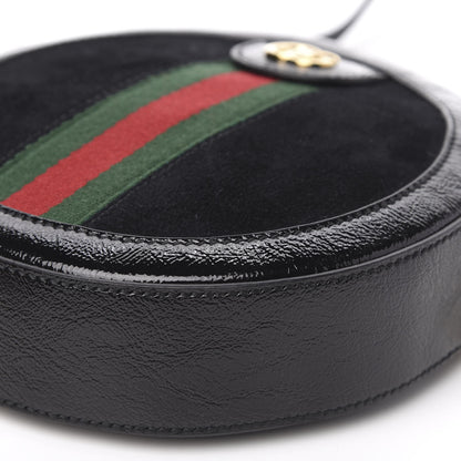 Gucci Suede Patent Web Mini Ophidia Round Shoulder Bag Black 9 of 10