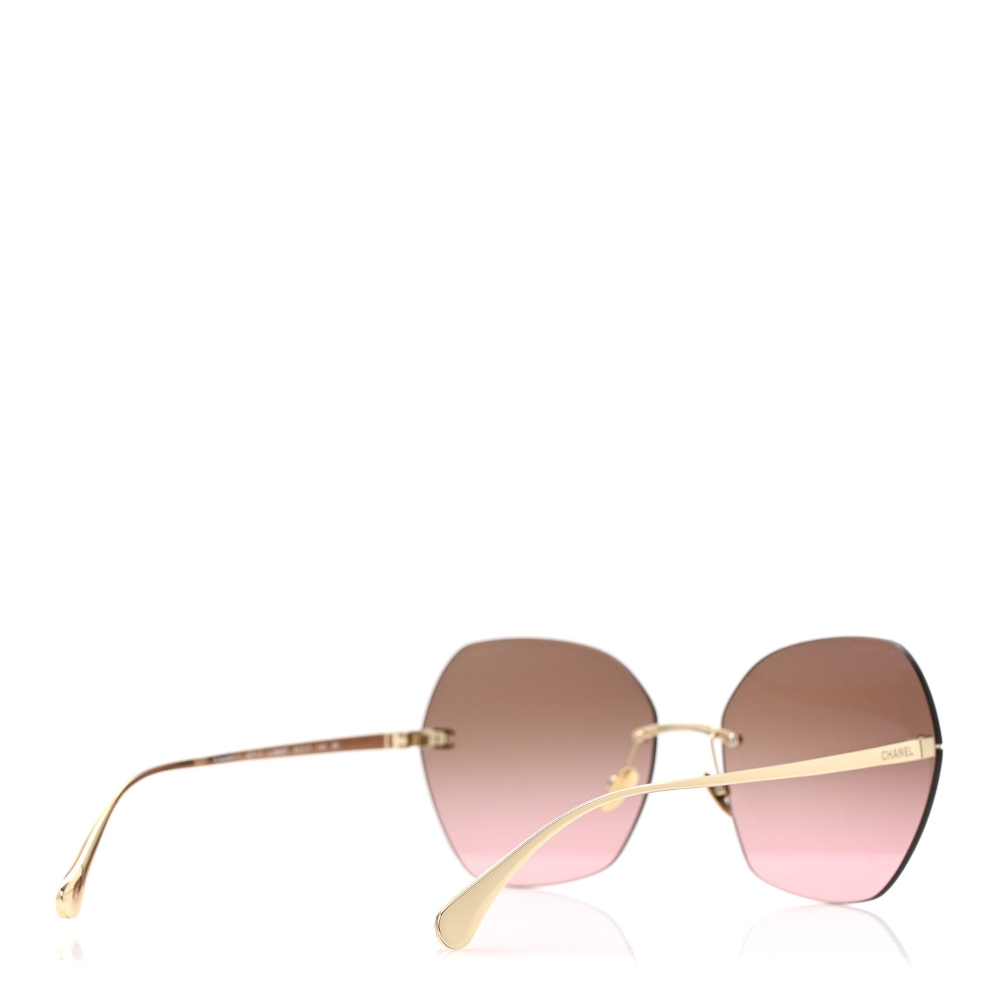 Titanium Rimless Square Sunglasses 4271-T Gold Brown