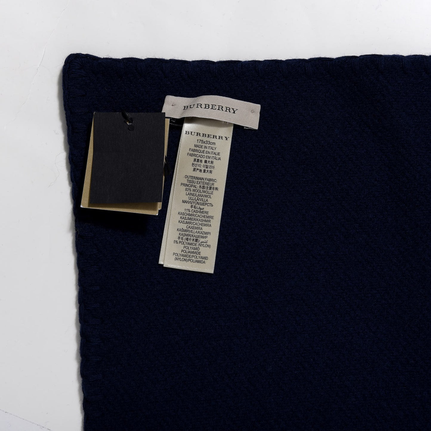 Wool Cashmere Felted Fringe Scarf Navy