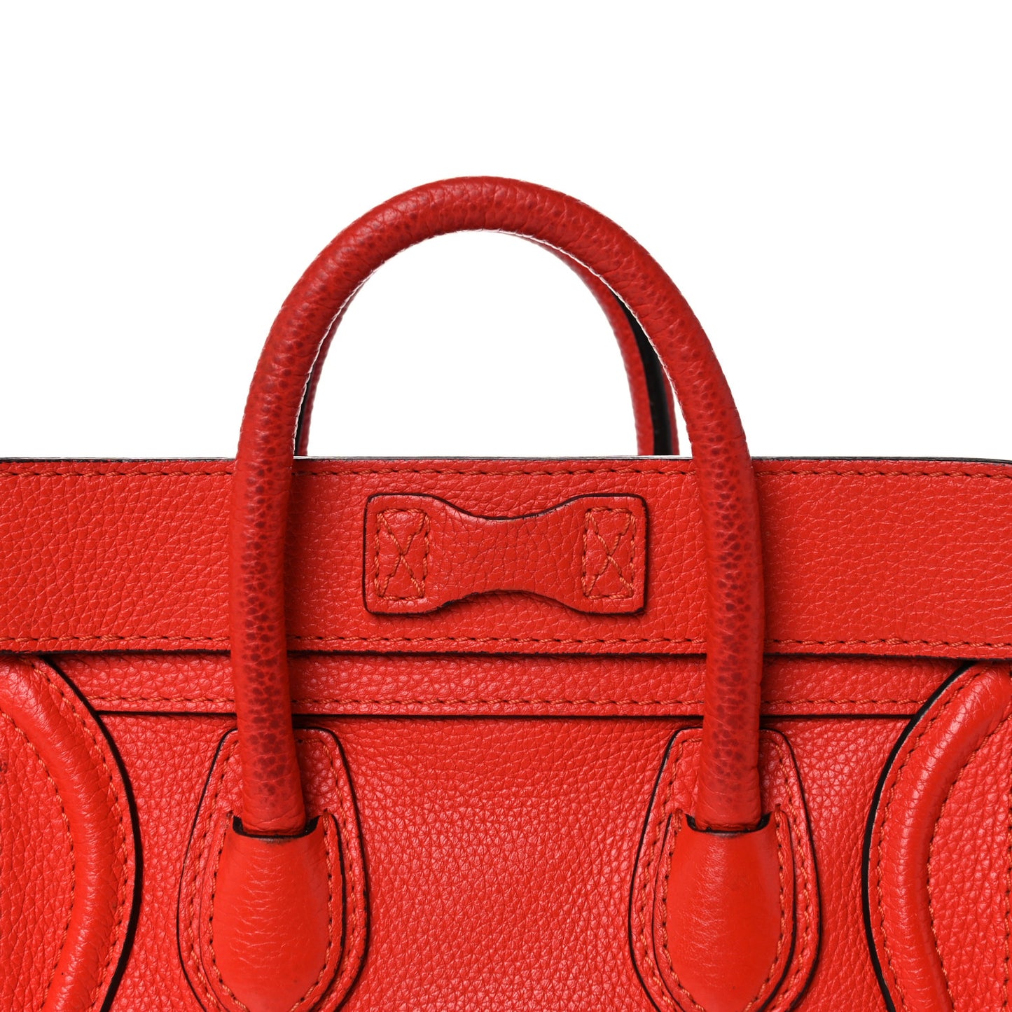 Drummed Calfskin Nano Luggage Vermillion