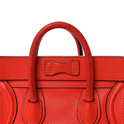 Celine Drummed Calfskin Nano Luggage Vermillion 15 of 25