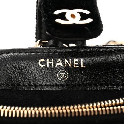 Chanel Velvet Quilted Small Clutch With Chain Black 7 of 12