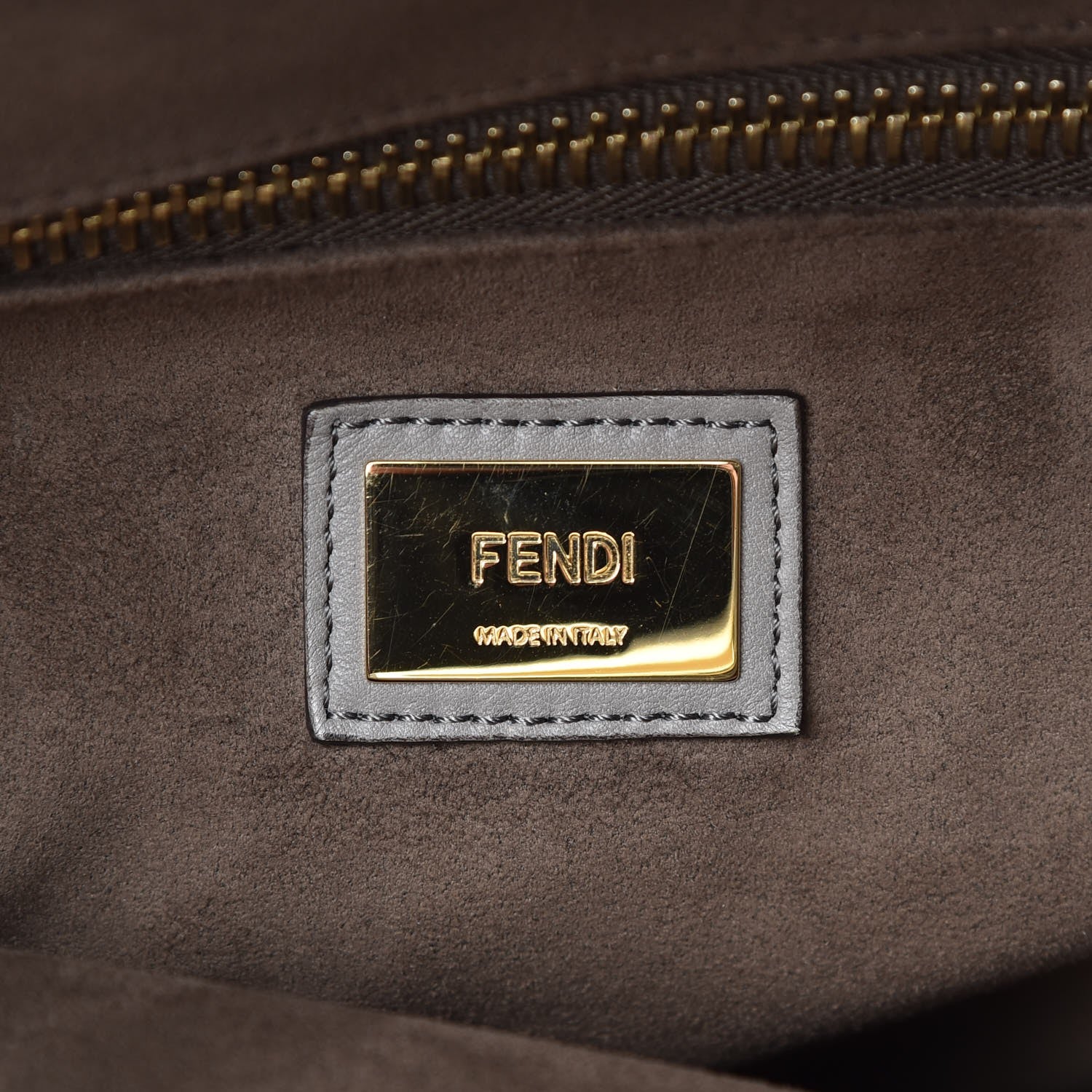 Fendi Vitello Seta Suede Plexiglass Tortoise Large Peekaboo Iconic Satchel Asfalto Marrone 9 of 15