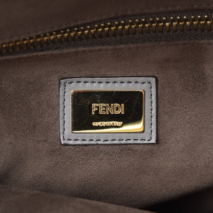 Fendi Vitello Seta Suede Plexiglass Tortoise Large Peekaboo Iconic Satchel Asfalto Marrone 9 of 15