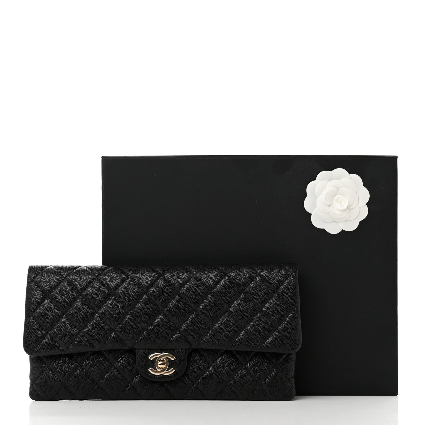 Caviar Quilted Flap Clutch Black