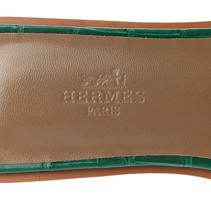 Hermes Shiny Alligator Oran Sandals 36 Emeraude 7 of 9