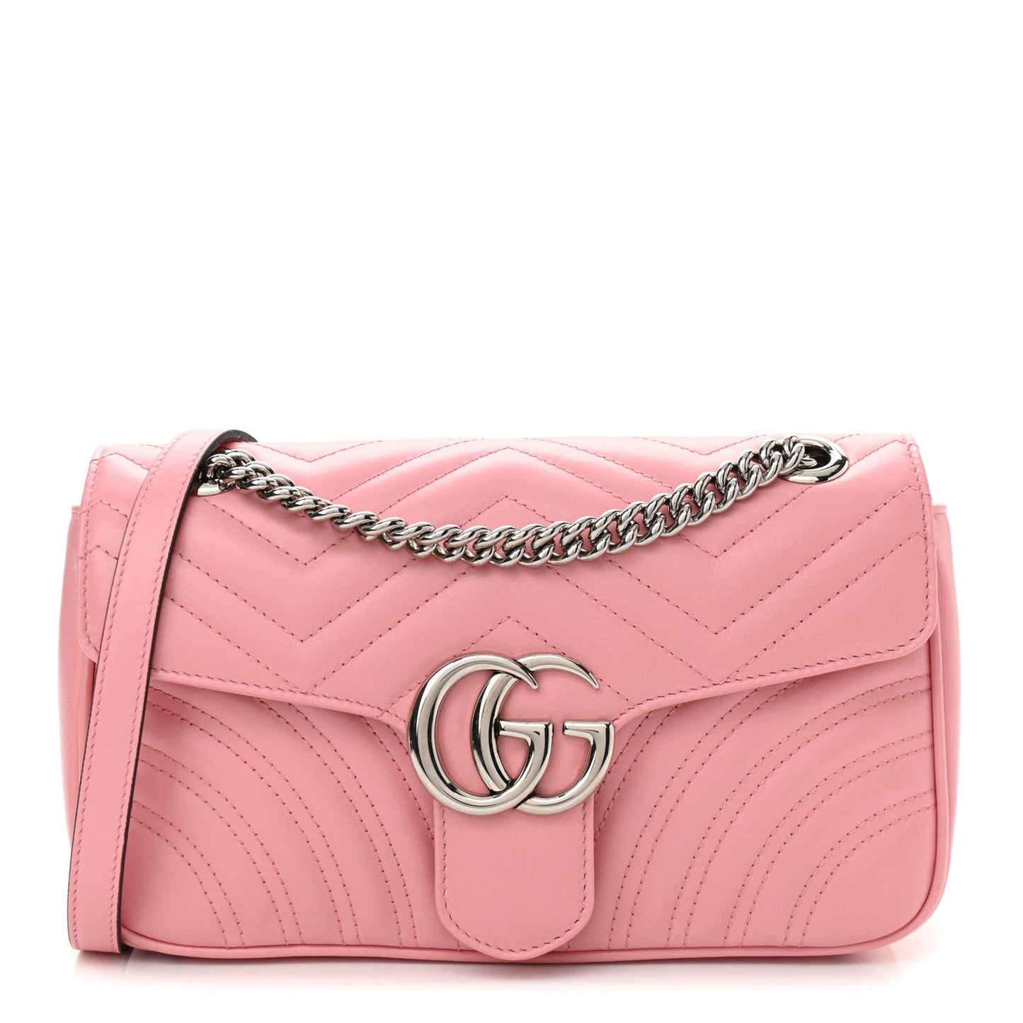 Calfskin Matelasse Small GG Marmont Shoulder Bag Wild Rose