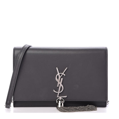 Saint Laurent Smooth Calfskin Classic Monogram Kate Tassel Chain Wallet Grey 1 of 11