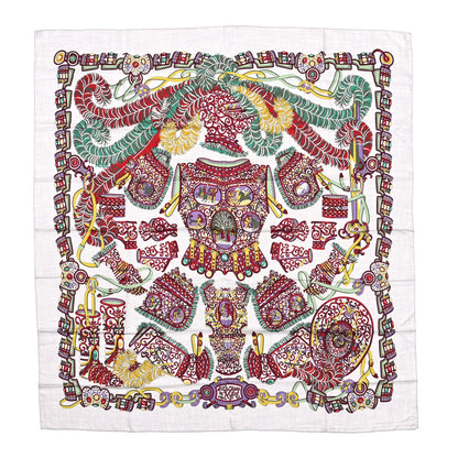 Hermes Cashmere Silk Sous L Egide De Mars Shawl 140 Gris Chine Bordeaux 1 of 5