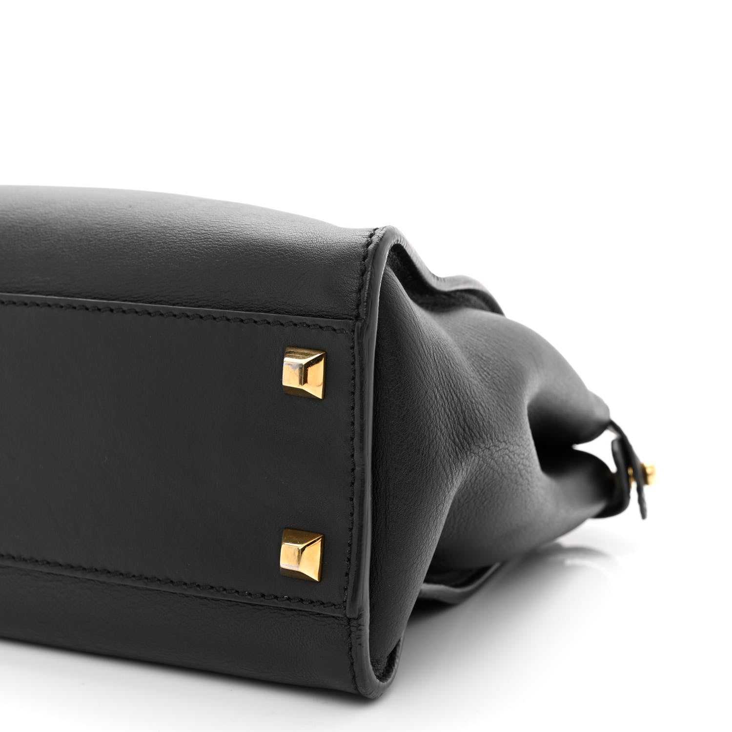 Fendi Vitello Seta Gold Studded Medium Peekaboo Iconic Satchel Black 11 of 11