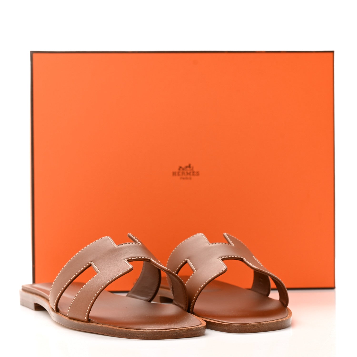 Hermes Box Calfskin Oran Sandals 38 Gold 11 of 11