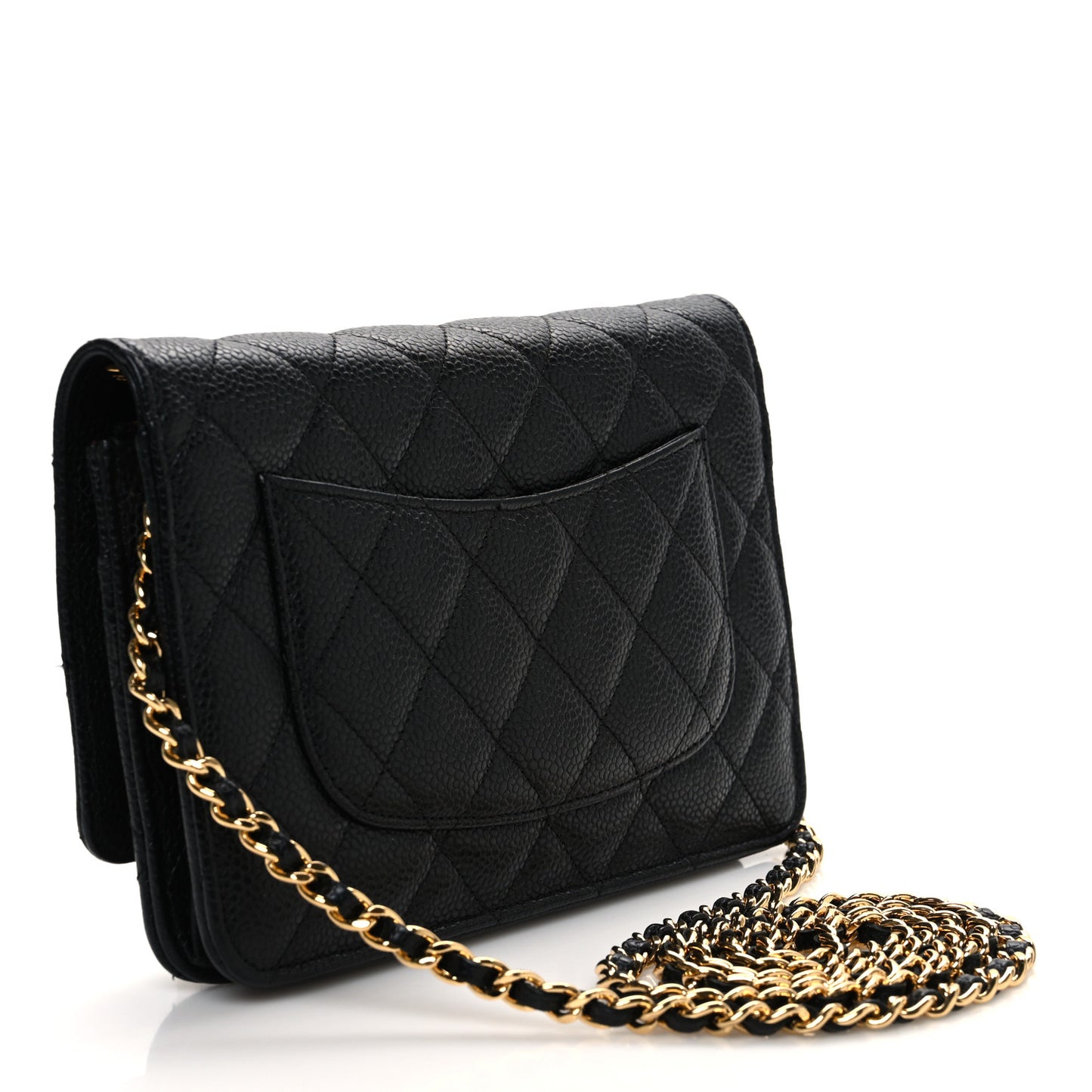 Caviar Quilted Wallet on Chain WOC Black