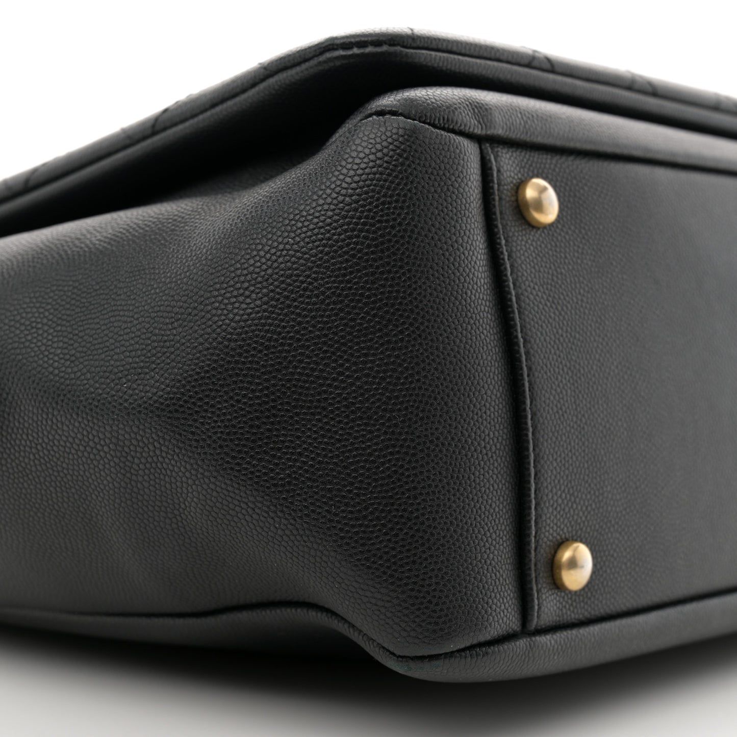 Grained Calfskin Stitched Lady Coco Top Handle Tote Black