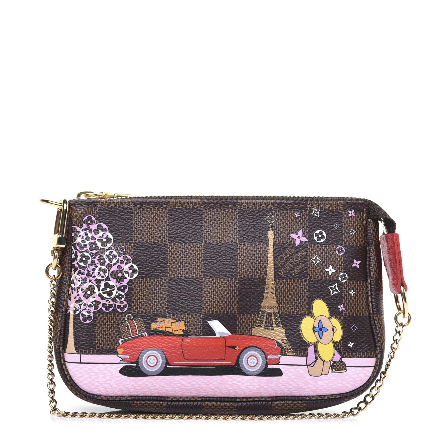 Damier Ebene 2019 Christmas Animation Mini Pochette Accessories Red