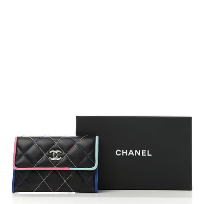 Chanel Lambskin Quilted Flap Card Holder Black Multicolor 9 of 9