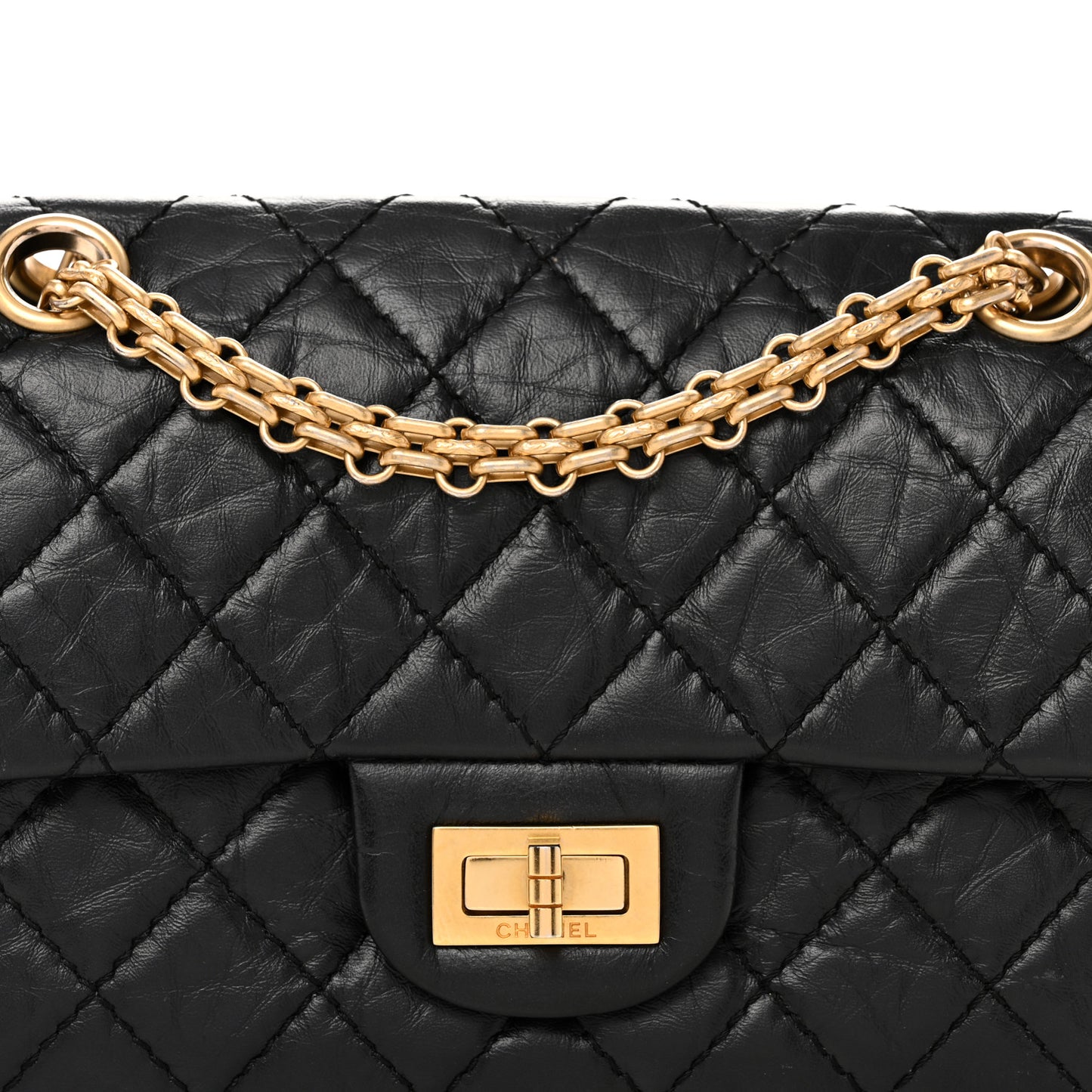Aged Calfskin Quilted 2.55 Reissue Mini Flap Black