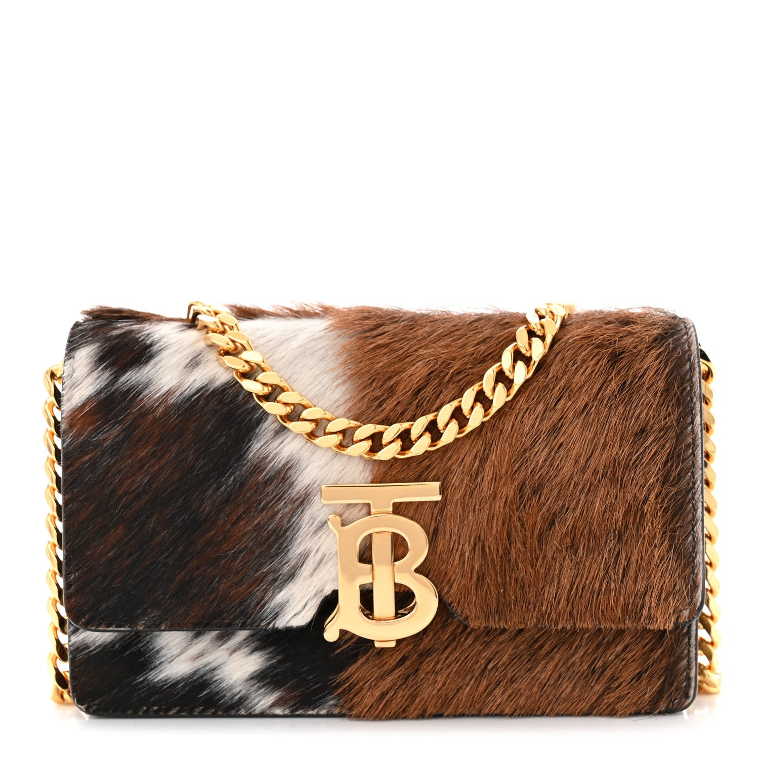 Burberry Calf Hair Large Jessie Chain TB Bag Brown 1 of 15