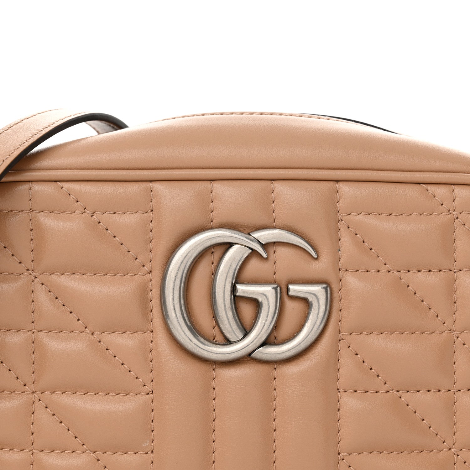 Gucci Calfskin Matelasse Aria Small GG Marmont Chain Shoulder Bag Camelia 7 of 17