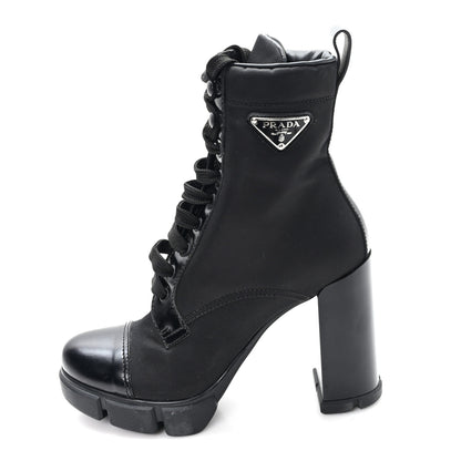 Prada Spazzolato Re-Nylon Metal Triangle Logo 110mm Ankle Boots 37 Black 1 of 9