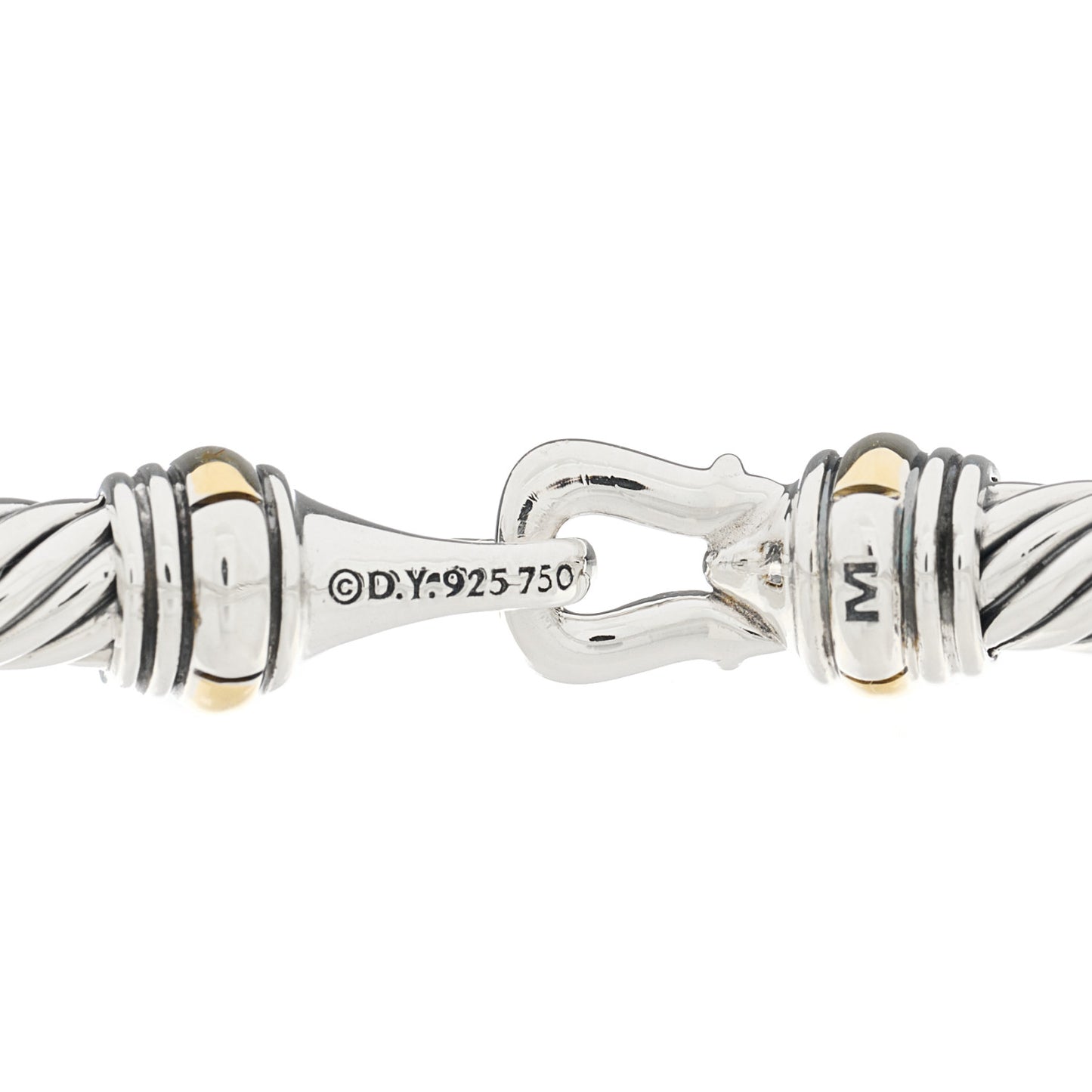 Sterling Silver 18K Yellow Gold 4mm Cable Classic Buckle Bracelet