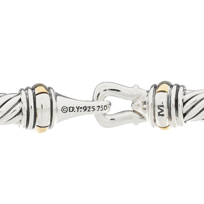 David Yurman Sterling Silver 18K Yellow Gold 4mm Cable Classic Buckle Bracelet 3 of 3