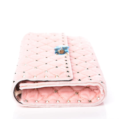 Valentino Garavani Velvet Rockstud Spike Wallet on Chain Water Rose 10 of 11