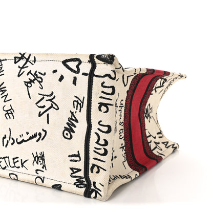 Christian Dior Canvas Embroidered Medium Dioramour Graffiti Book Tote Latte Multicolor 8 of 8