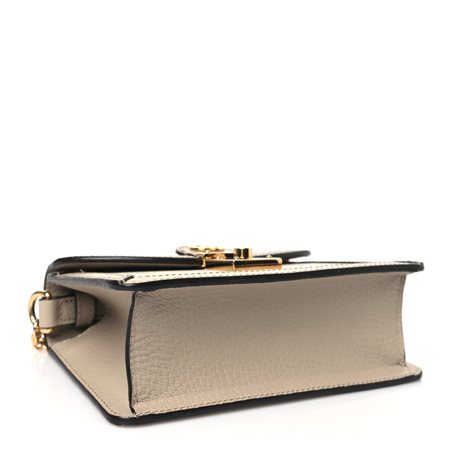 GG Supreme Monogram Textured Dollar Calfskin Web Mini Ophidia Padlock Top Handle Chain Shoulder Bag Beige Mystic White Oatmeal