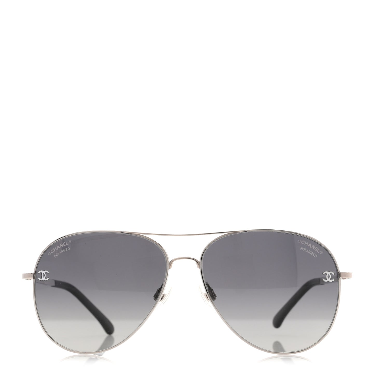 Metal Polarized CC Aviator Sunglasses 4189-T-Q Silver