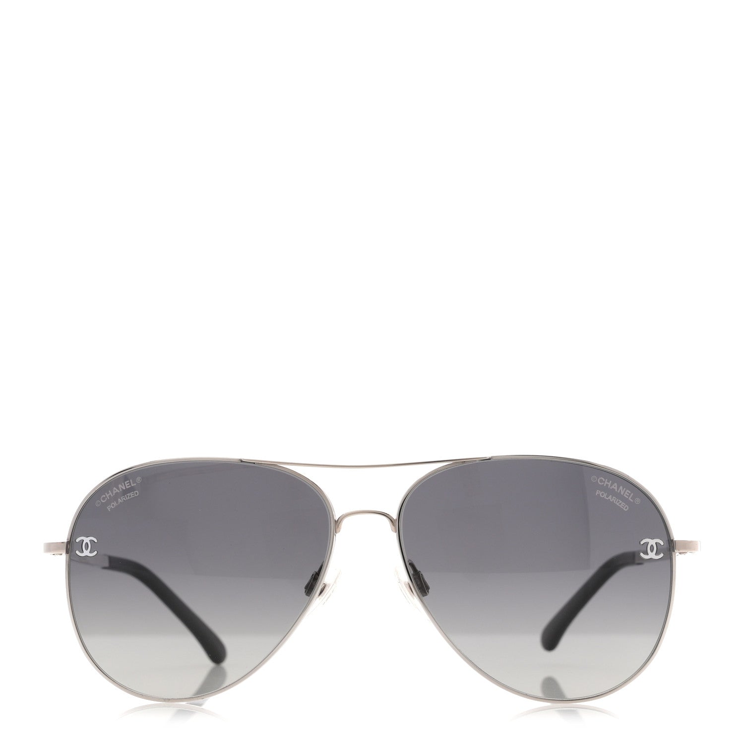 Chanel Metal Polarized CC Aviator Sunglasses 4189-T-Q Silver 2 of 8