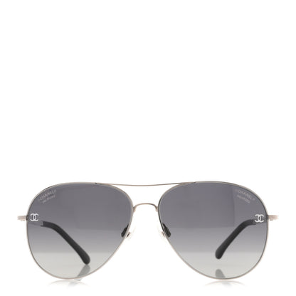 Chanel Metal Polarized CC Aviator Sunglasses 4189-T-Q Silver 2 of 8