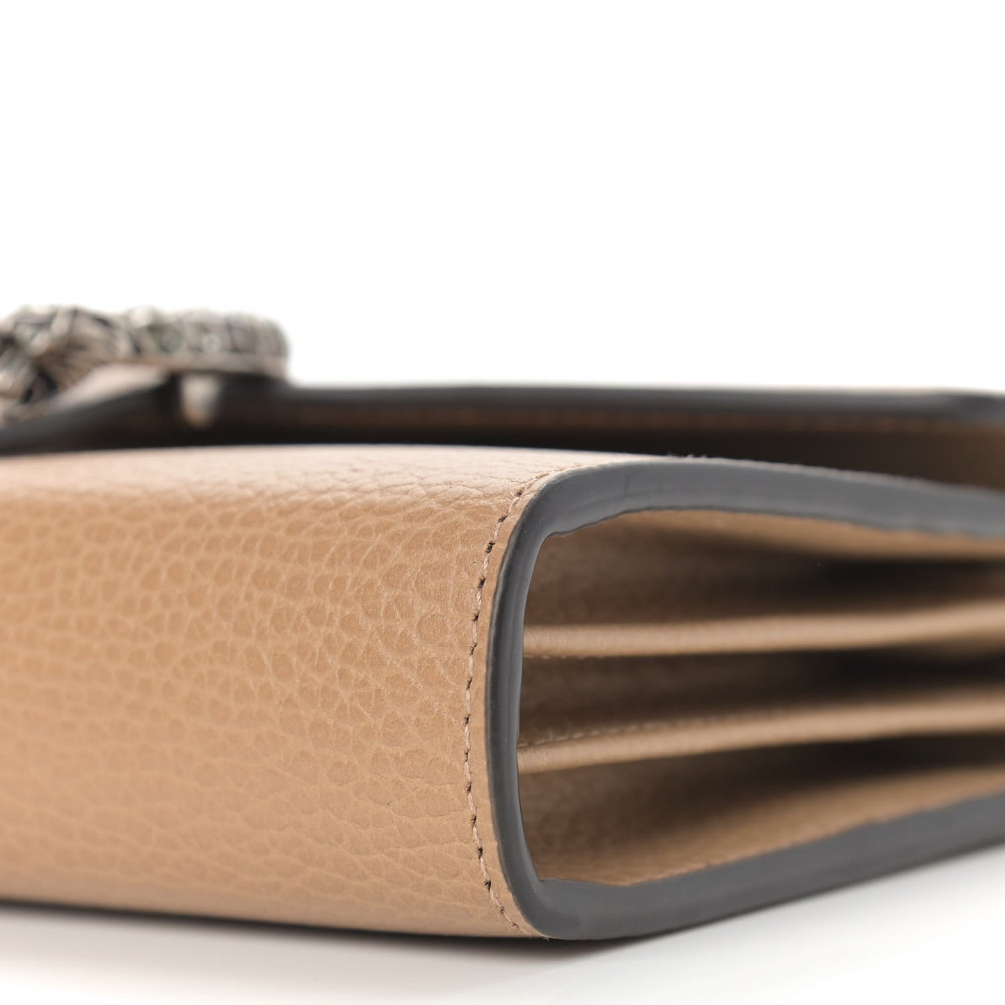 Dollar Calfskin Crystal Mini Dionysus Chain Wallet Natural Tan Black Diamond