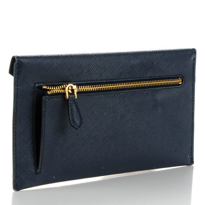 Prada Saffiano Bi-Color Envelope Wallet Baltico Bluette 3 of 7