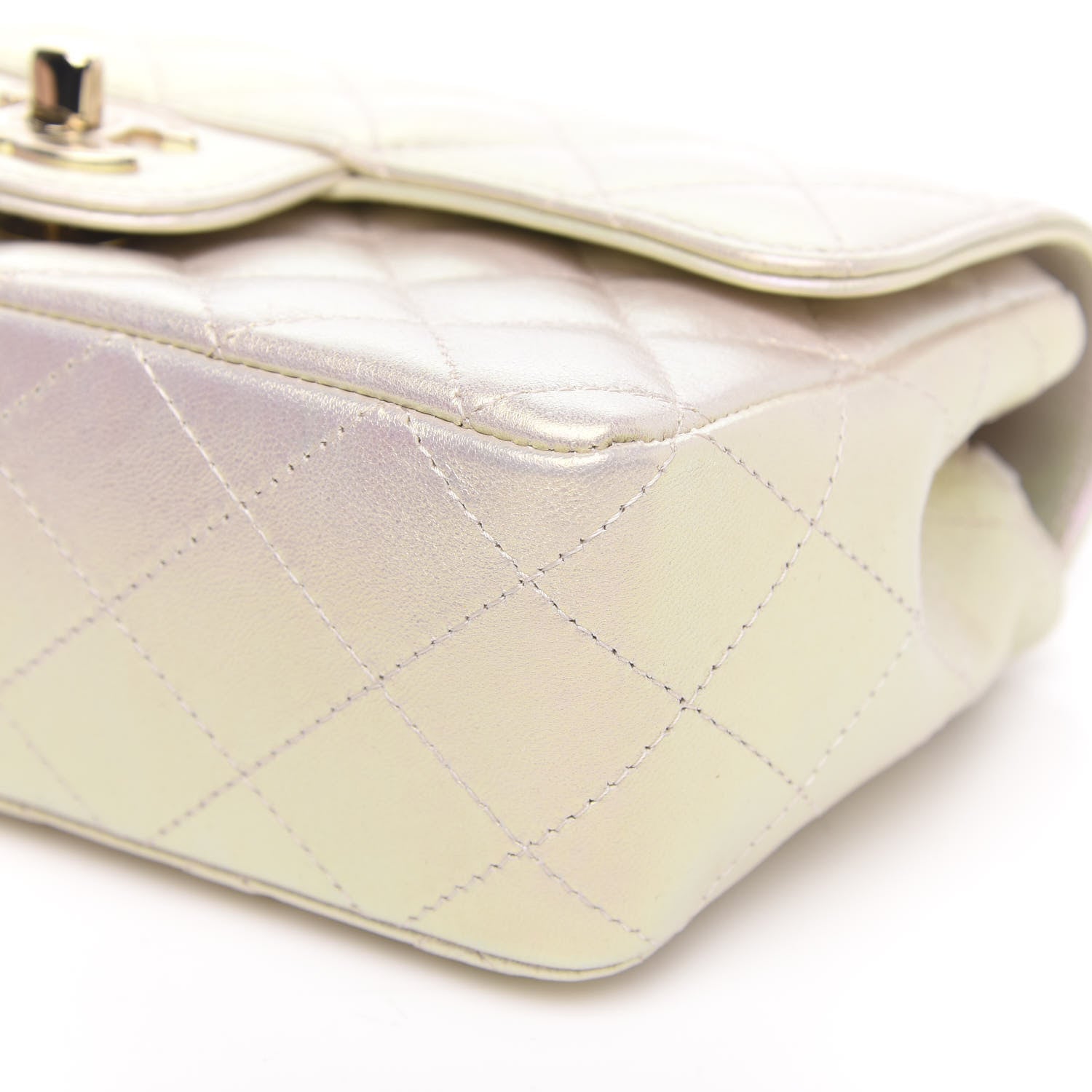 Chanel Iridescent Lambskin Quilted Mini Rectangular Flap Ivory 9 of 12