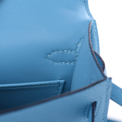 Hermes Epsom Mini Kelly Sellier 20 Bleu Du Nord 16 of 28
