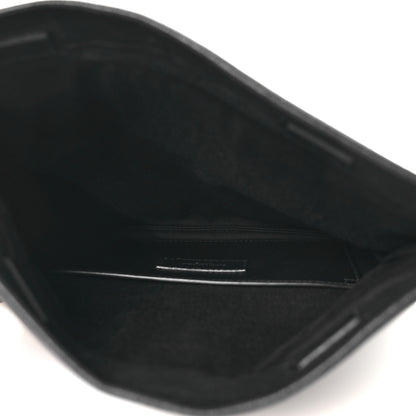 Saint Laurent Calfskin Crocodile Embossed West Hollywood Monogram Fold Over Clutch Black 5 of 8