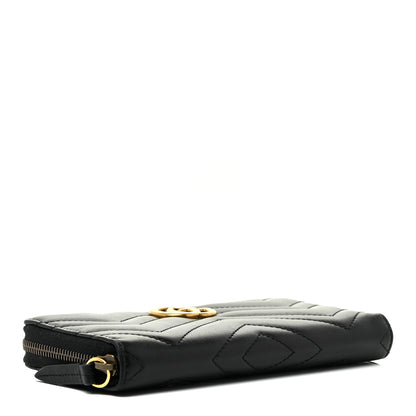 Gucci Calfskin Matelasse GG Marmont Zip Around Wallet Black 4 of 24