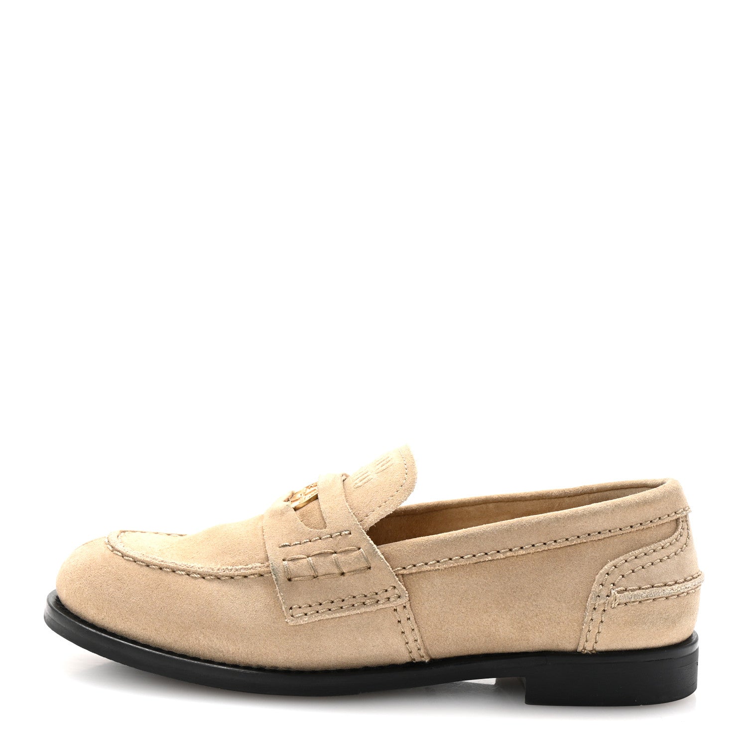Miu Miu Suede Penny Loafers 36 Ecru 1 of 10